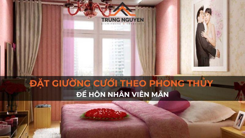 Hình minh họa một phòng ngủ được thiết kế theo phong thủy và tiện nghi, bao gồm giường đặt đúng vị trí, nội thất hài hòa